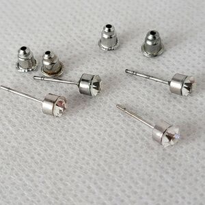 Two Pairs of Faux Diamond Stud Earrings